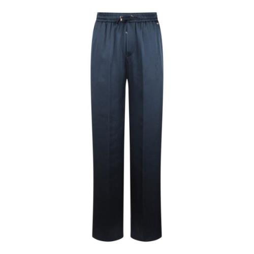 Satin Wide Leg Trousers Herno , Blue , Dames