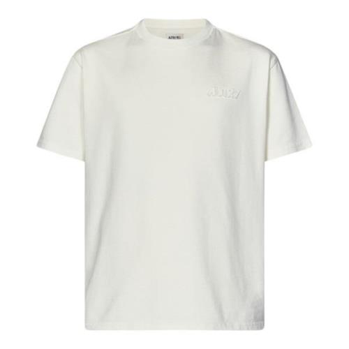 Wit T-shirt met Tone-on-tone Logo Autry , White , Heren