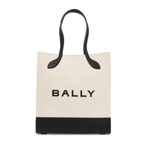 Logo Print Tote Bag met Leren Handvatten Bally , White , Dames