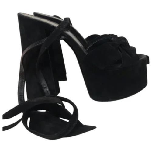 Pre-owned Suede sandals Yves Saint Laurent Vintage , Black , Dames