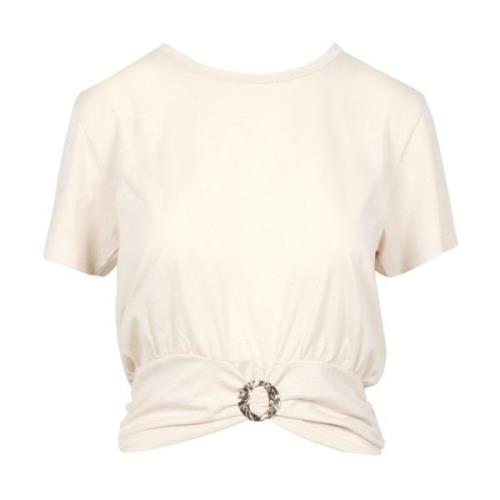 Katoen Crew Neck T-shirt Ginger Simona Corsellini , Beige , Dames