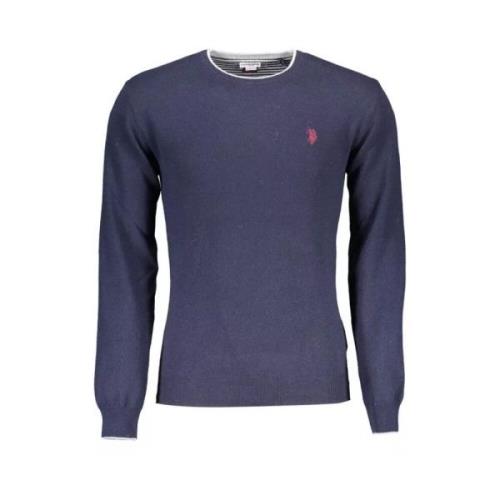 Luxe Blauwe Wol-Blend Slimme Trui U.s. Polo Assn. , Blue , Heren