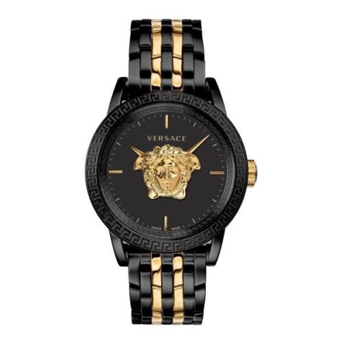 Zwart en Goud Roestvrijstalen Horloge Versace , Black , Heren