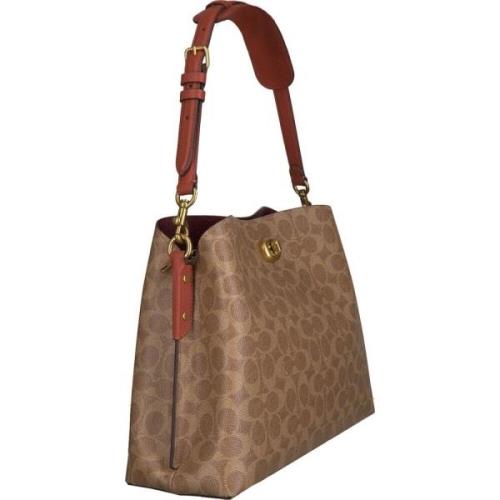 Stijlvolle Willow Schoudertas Coach , Beige , Dames