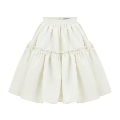 Natuurlijke Taffeta Midi Babydoll Rok Nina Ricci , White , Dames