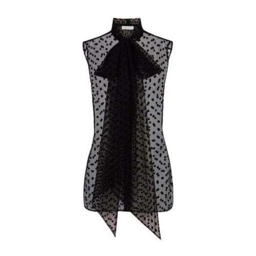 Zwarte mouwloze polka dot shirt Nina Ricci , Black , Dames