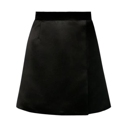 Zwarte Satijnen A-Lijn Mini Rok Nina Ricci , Black , Dames