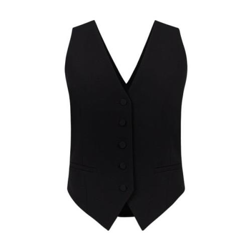 Zwart Gedrapeerd Open-Rug Vest Nina Ricci , Black , Dames