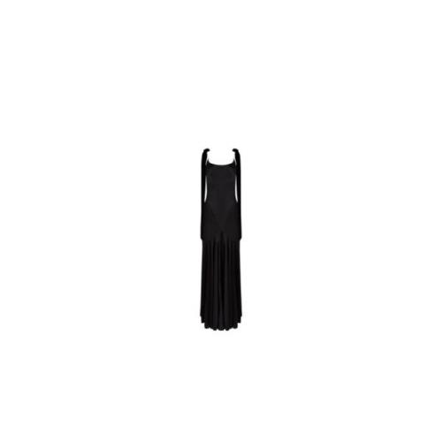 Elegante Zwarte Satijnen Lange Jurk Nina Ricci , Black , Dames