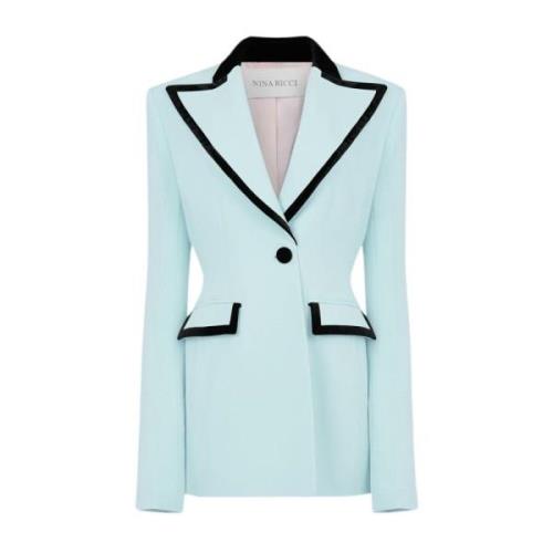 Lichtblauwe Tuxedo Detail Blazer Nina Ricci , Blue , Dames