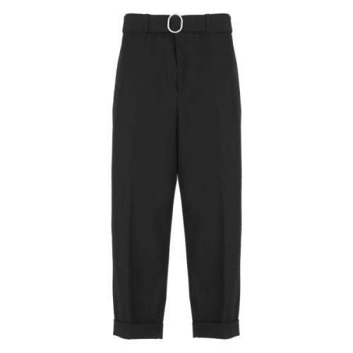 Zwarte wollen broek met riemlussen Jil Sander , Black , Heren