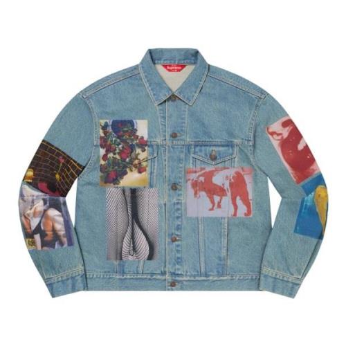 Beperkte oplage Denim Trucker Jacket Blauw Supreme , Blue , Heren