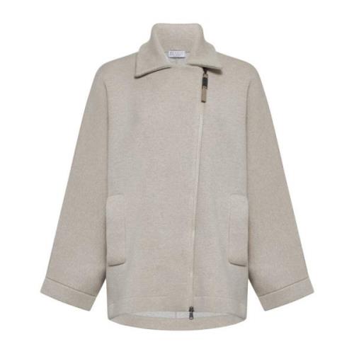 Beige Cashmere Blouson Sweater Brunello Cucinelli , Gray , Dames