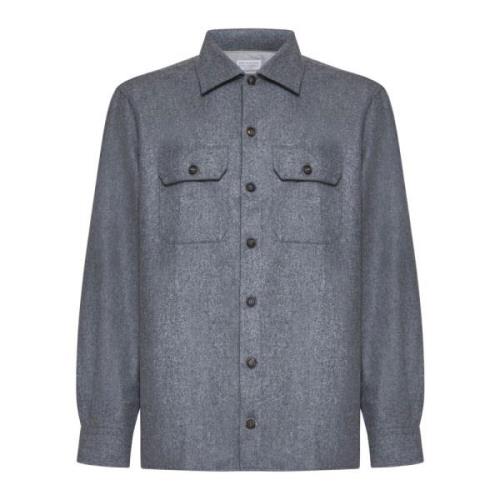 Grijze Wol Overshirt met Zakken Brunello Cucinelli , Gray , Heren