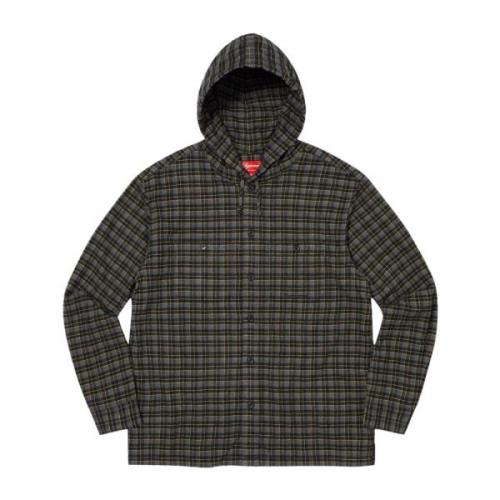 Mini Plaid Hooded Shirt Black Supreme , Multicolor , Heren