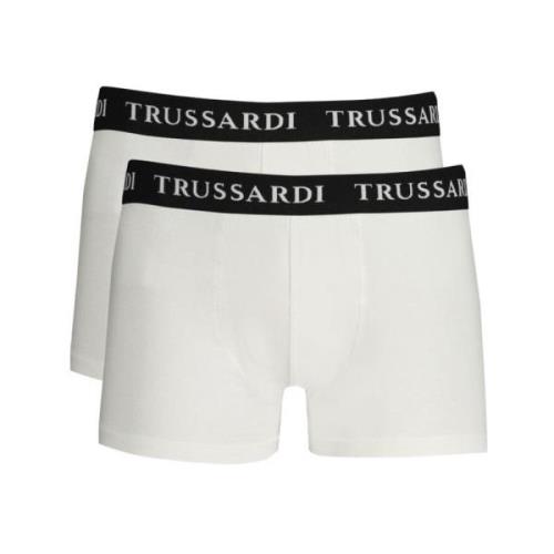 Katoenen Boxershorts met Logo Print Trussardi , White , Heren