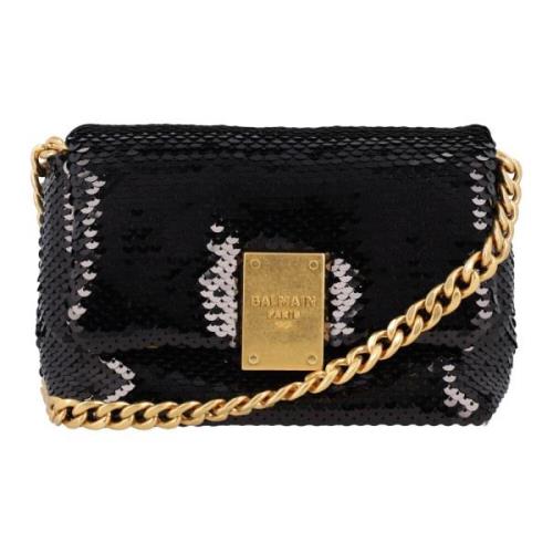 Paillet Mini Tas Zwart Balmain , Black , Dames