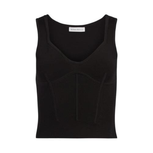 Zwarte Corset Detail Top Nina Ricci , Black , Dames