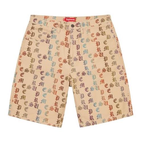 Gradient Jacquard Denim Shorts Supreme , Beige , Heren