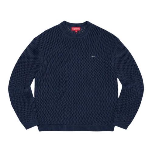 Navy Open Knit Sweater Limited Edition Supreme , Blue , Heren