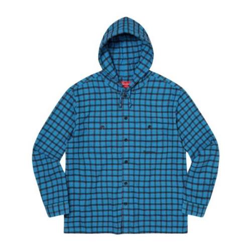 Blauw Geruit Hoodie Shirt Beperkte Oplage Supreme , Blue , Heren