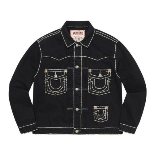 Beperkte oplage Denim Trucker Jacket Zwart Supreme , Black , Heren