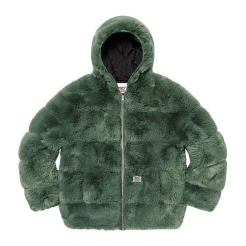 Groene Faux Fur Hooded Jacket Limited Edition Supreme , Green , Heren