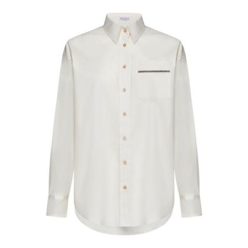 Vanilla Cream-tone Stretch Cotton Shirt Brunello Cucinelli , Beige , D...