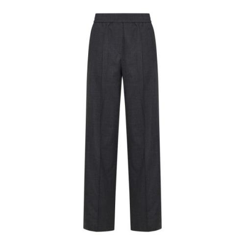 Donkergrijze Wol Elastische Taille Broek Brunello Cucinelli , Gray , D...