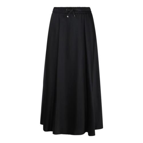 Satijnen Rok met Zijsplit Herno , Black , Dames