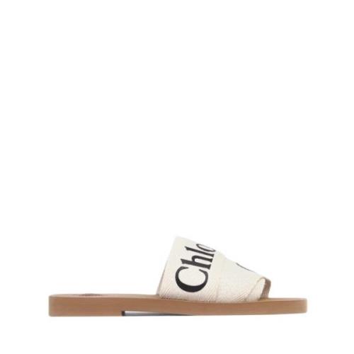 Witte Lint Sandalen Rubberen Zool Chloé , White , Dames