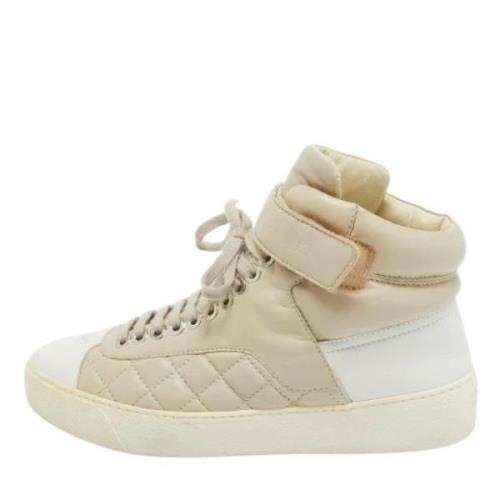 Pre-owned Leather sneakers Chanel Vintage , White , Dames