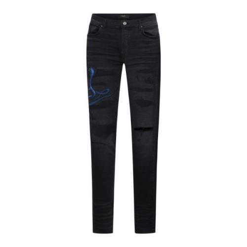 Blauwe Slang Archief Jeans Amiri , Black , Heren