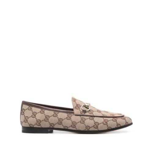 Platte schoenen Beige Canvas Instapper Gucci , Beige , Dames