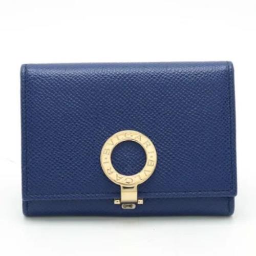 Pre-owned Leather wallets Bvlgari Vintage , Blue , Dames