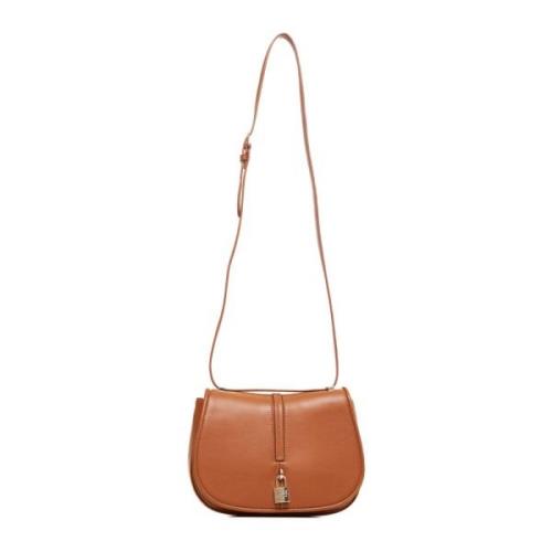 Bruine Leren Tas V73 , Brown , Dames