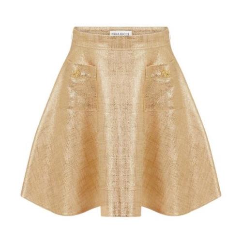 Gouden Flared Rok met Zakken Nina Ricci , Yellow , Dames