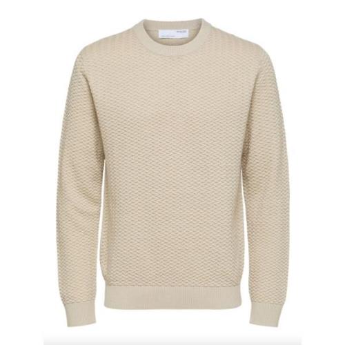 Beige Klassieke Gebreide Trui Selected Homme , Beige , Heren