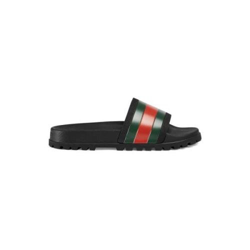 Signature Web Sandalen Zwart Gucci , Black , Heren