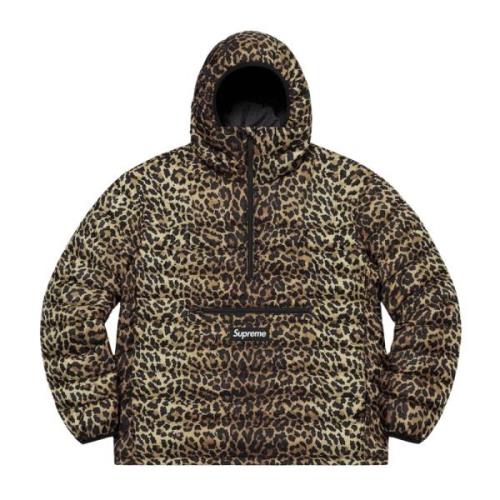 Leopard Micro Down Hooded Pullover Supreme , Brown , Heren