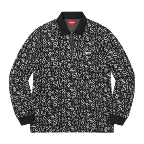 Valuta Jacquard Zip Polo Zwart Supreme , Black , Heren