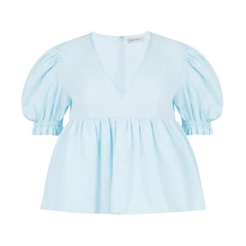 Gerimpelde Babydoll Top in Lichtblauw Nina Ricci , Blue , Dames