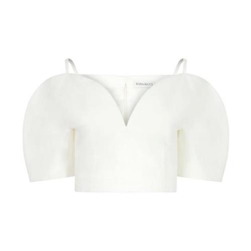 Hartvormige Halslijn Natuurlijke Top Nina Ricci , White , Dames