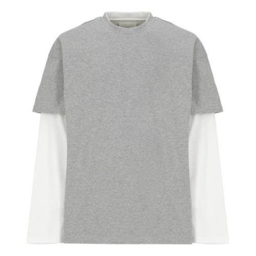 Grijze Katoenen T-shirt met Lange Mouwen Jil Sander , Gray , Heren