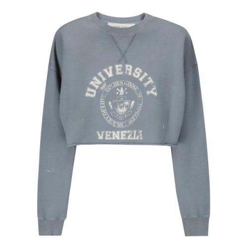 Cropped Sweatshirt met Front Print Golden Goose , Blue , Dames