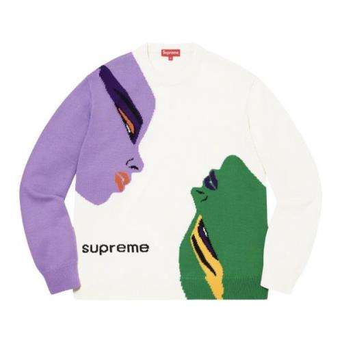 Limited Edition Faces Sweater Cream Supreme , Multicolor , Heren