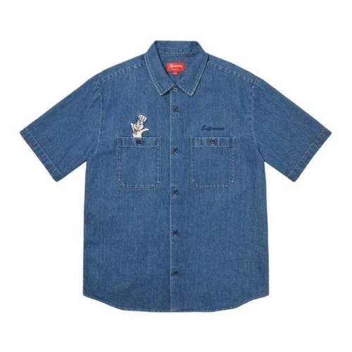 Beperkte oplage Denim werkoverhemd Supreme , Blue , Heren