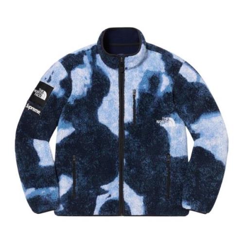 Gebleekte Denim Print Fleece Jas Supreme , Blue , Heren