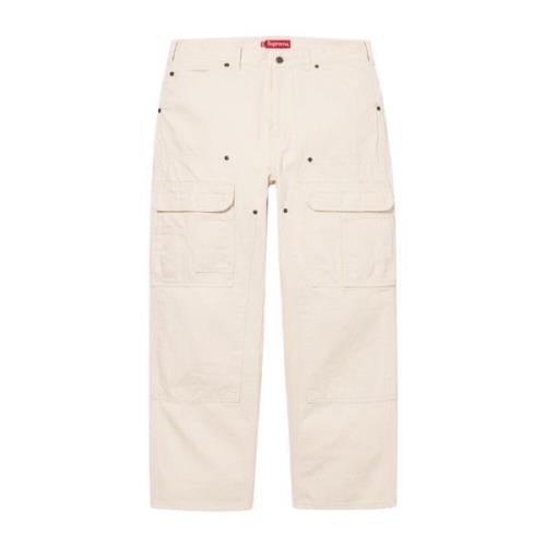 Natuurlijke Dubbele Knie Denim Utility Broek Supreme , Beige , Heren