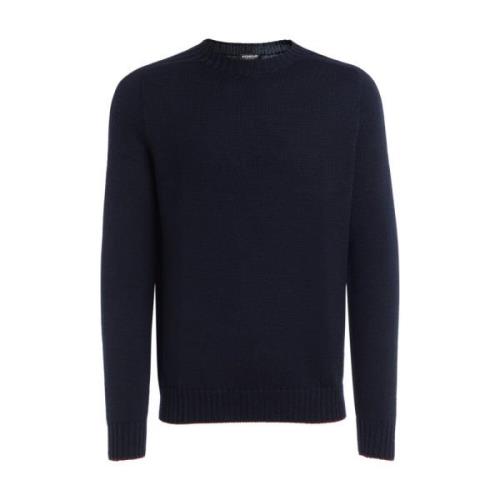 Blauwe Wol Crewneck Trui Dondup , Blue , Heren